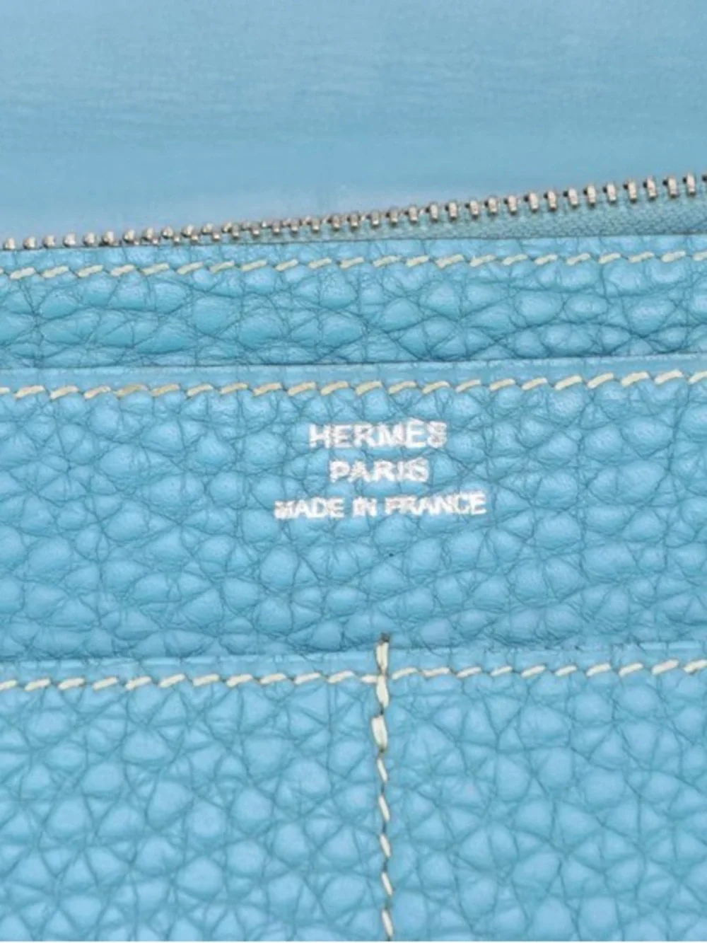 Hermès Dogon Duo GM Bifold Wallet in Blue Clemence Leather
